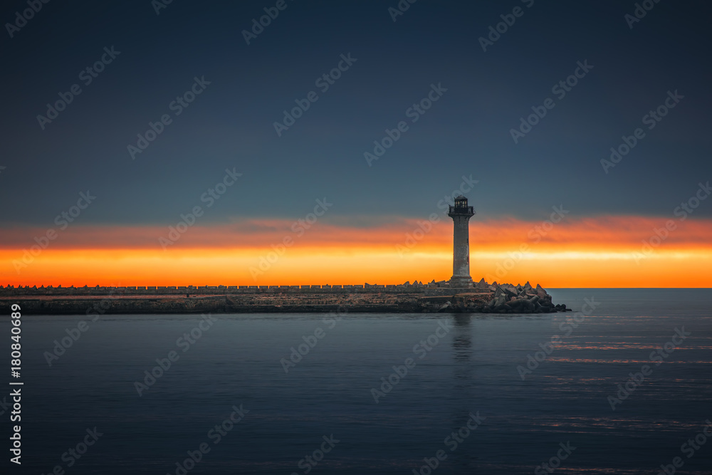 Old Lighthouse in Varna, Bulgaria at sunrise