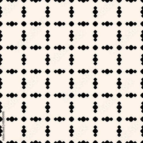Grid background. Seamless pattern with circles in square grid. Vector geometric ornament