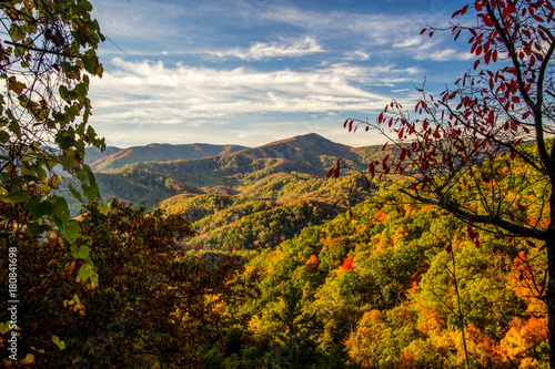 Smoky Mountains Autumn Landscapes. Autumn colors from an overlook in the Great Smoky Mountains National Park.