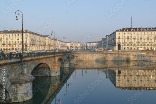 Torino - ponte Vittorio Emanuele con Piazza Vittorio Veneto sullo sfondo photo