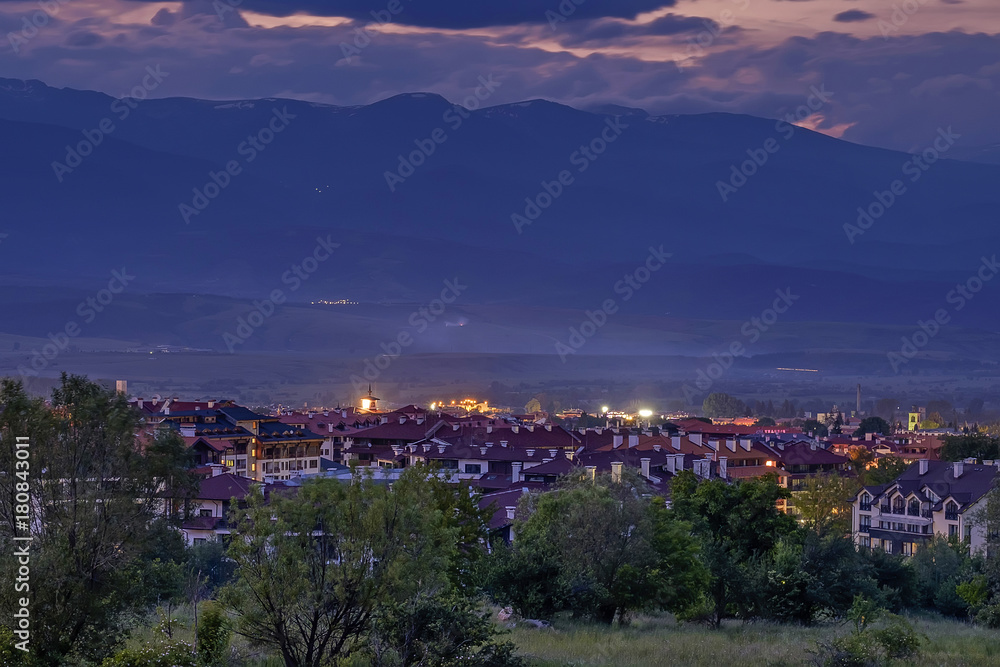 Night panorama of Bansko, Bulgaria 2