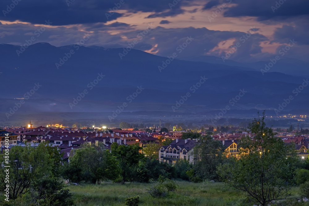 Night panorama of Bansko, Bulgaria 3