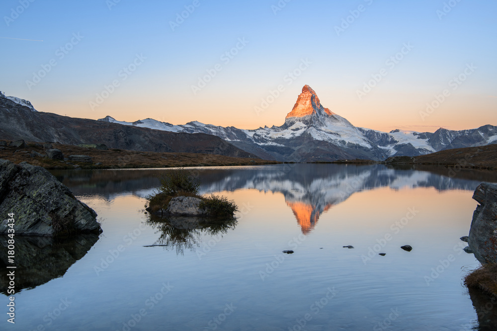 lake Stellisee Matterhorn , Zermatt , Switzerland.