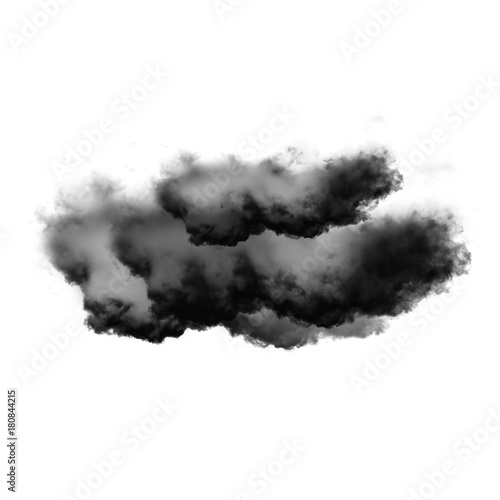 Black cloud of smoke isolated over white background, 3D illustration
