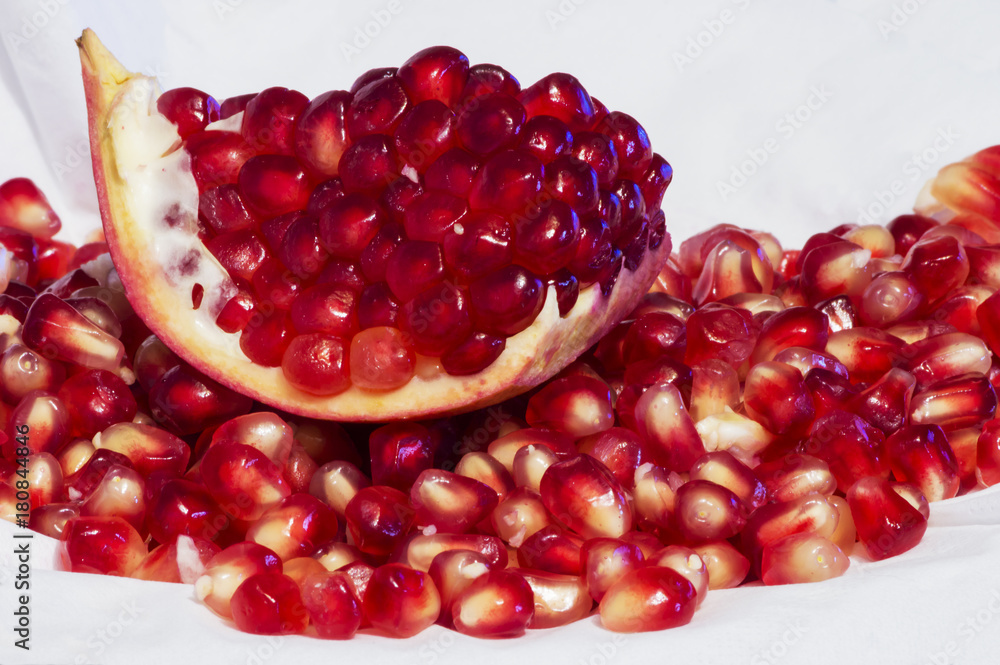 beautiful red ripe pomegranate on white background beautiful red ripe pomegranate on white background