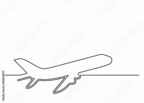 Plane icon in line art style. Airliner icon. Continuous line drawing. Single, unbroken line drawing style