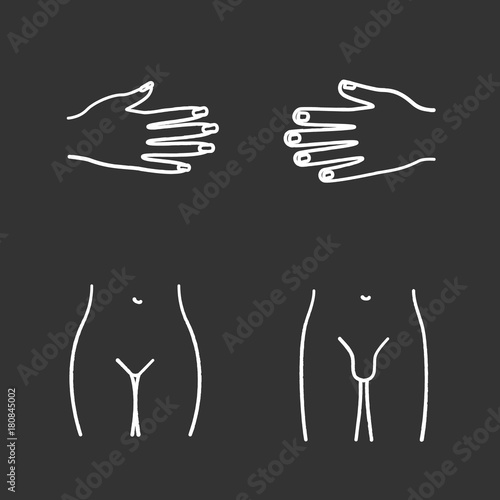 Body parts chalk icons set