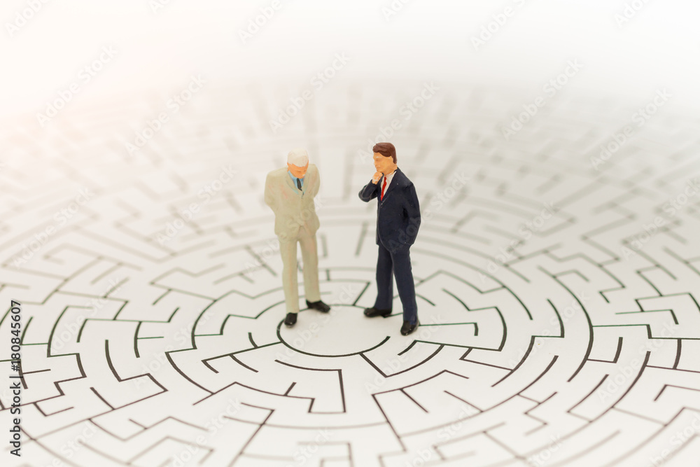 Businessmen are looking for a solution. Using as to solve problems and new idea concept.