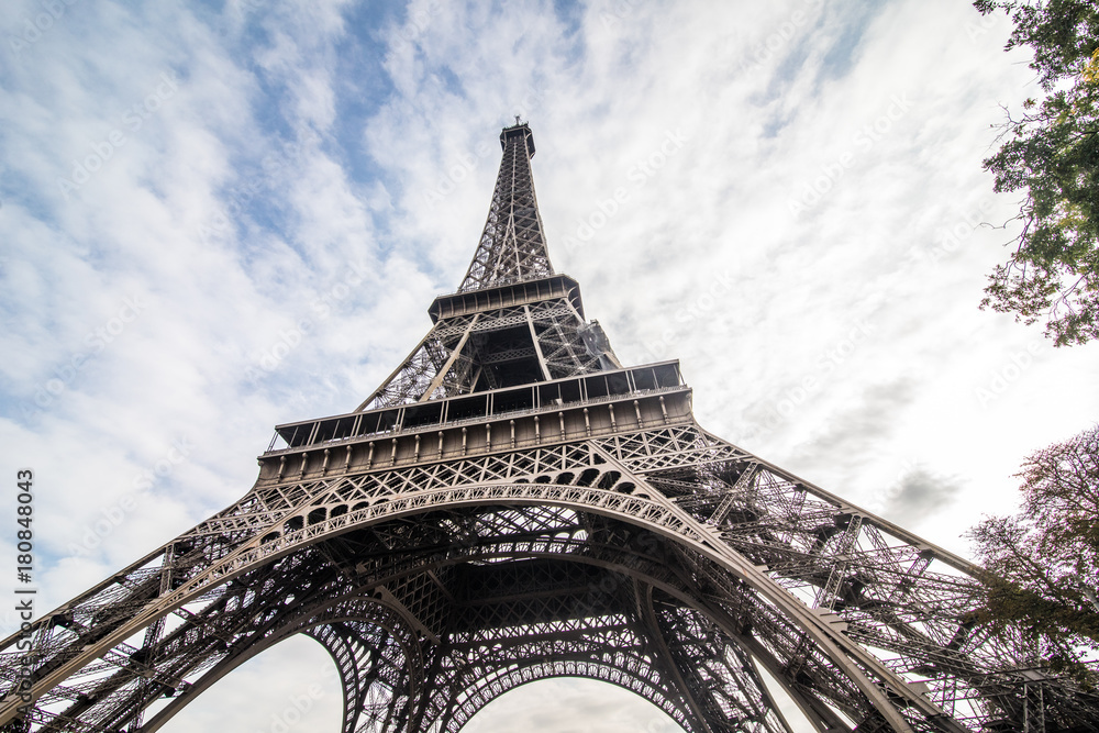 Paris, France - November, 2017. Eiffel tower on sunny day. Paris Best tourist Destinations in Europe