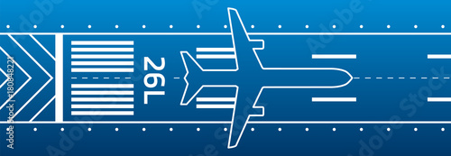 Aircraft on the runway. Aviation transportation illustration. Plane is on the runway. Vector design 