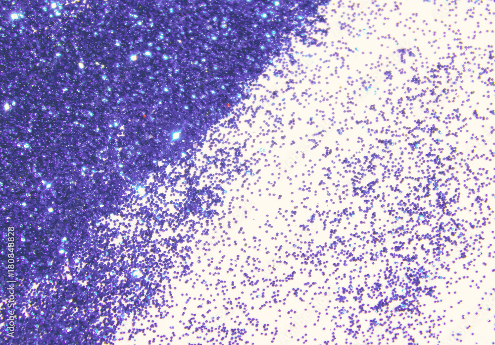 Fototapeta premium Textured background with blue glitter sparkle on white, decorative spangles