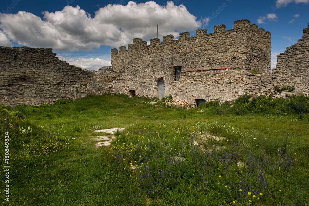 Famous Ukrainian landmark: scenic summer view of the ruins of ancient castle in Kremenets, Ternopil Region, Ukraine