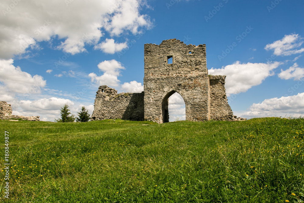 Famous Ukrainian landmark: scenic summer view of the ruins of ancient castle in Kremenets, Ternopil Region, Ukraine Famous Ukrainian landmark: scenic summer view of the ruins of ancient castle in Kremenets, Ternopil Region, Ukraine