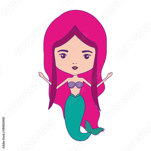 mermaid with magenta hair and purple contour