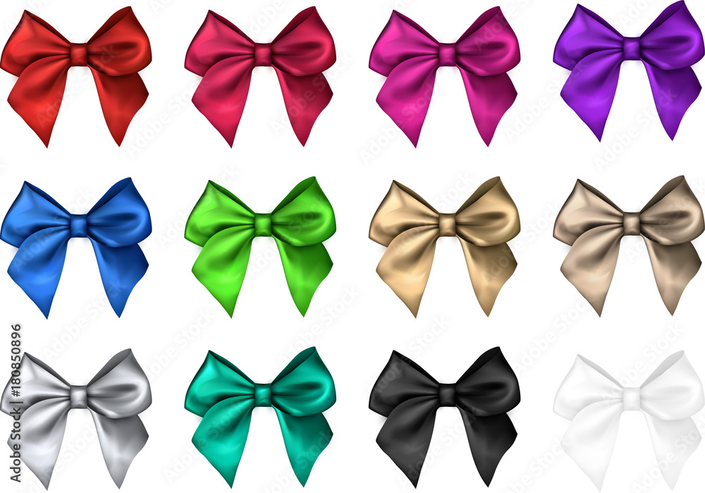 Colorful satin bows isolated on white. Colorful satin bows isolated on white.