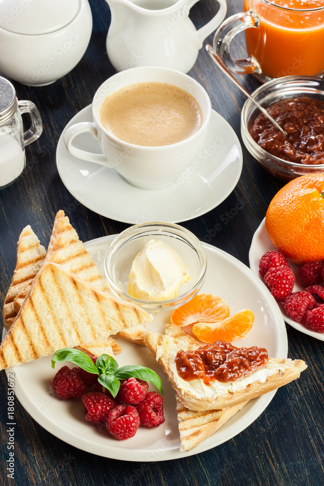 Fresh and continental breakfast table Fresh and continental breakfast table