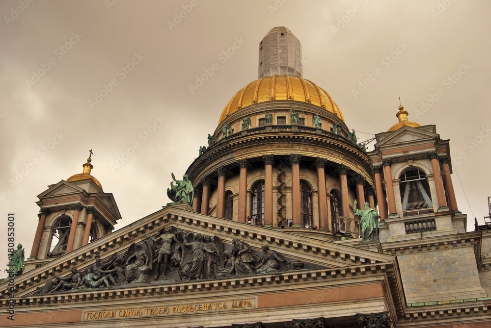 Saint Isaak's cathedral in Saint-Petersburg, Russia. Popular landmark. Color photo.