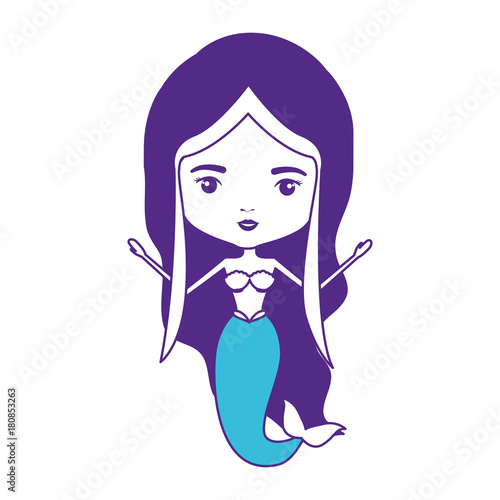 mermaid with purple hair on color sections silhouette