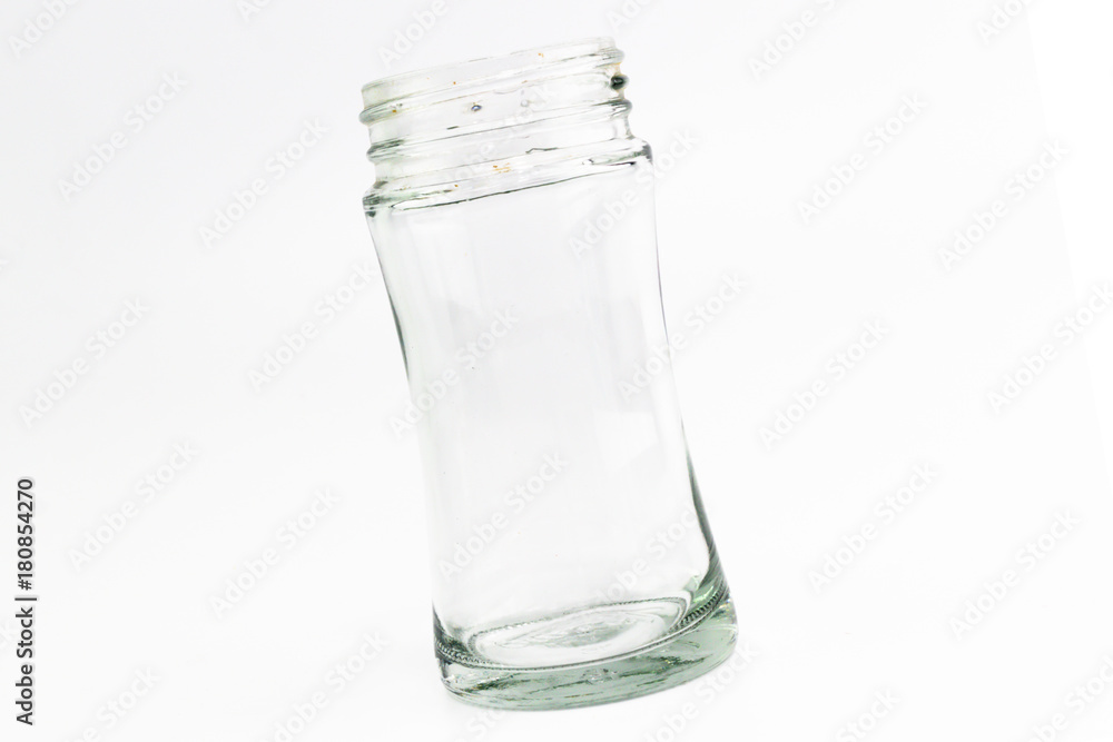 The transparent glass of bottle with a spiral on top The transparent glass of bottle with a spiral on top