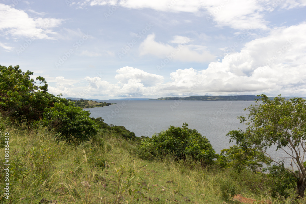 Lake Victoria visible from the little village of Busagazi in Uganda, Africa. Shot on May 03 2017.