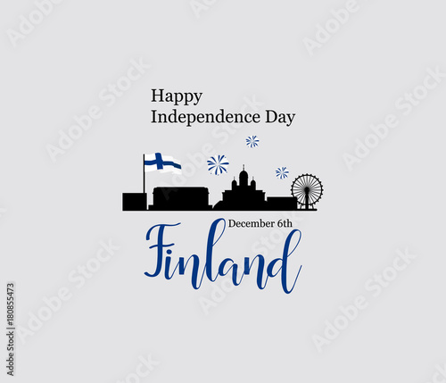 December 6th, Finland, Independence Day greeting card. 