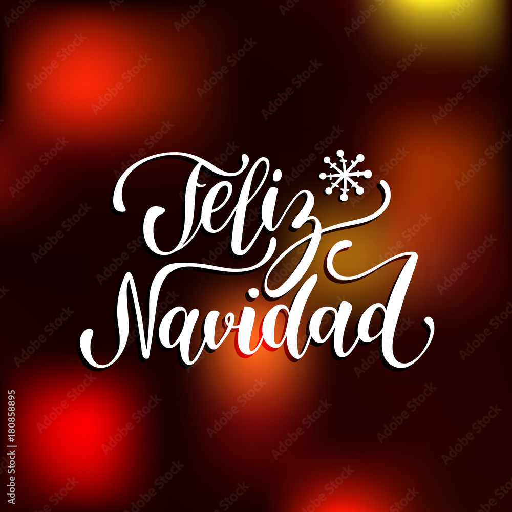 Vector Feliz Navidad, translated Merry Christmas lettering with New Year snowflakes. Happy Holidays typography. Vector Feliz Navidad, translated Merry Christmas lettering with New Year snowflakes. Happy Holidays typography.