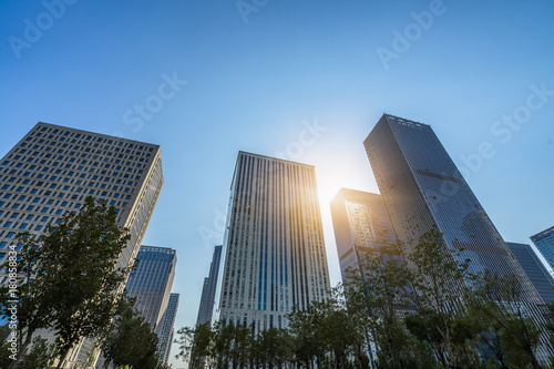 low angle view of skyscrapers in city of China..