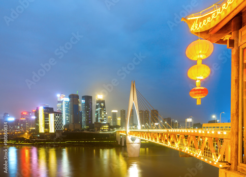 Chongqing China, Bridge over the Yangtze River view from Hongyad photo