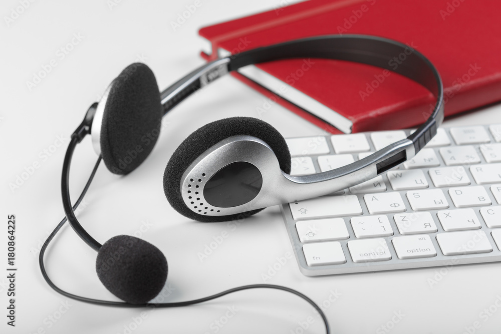 headset on keyboard computer laptop headset on keyboard computer laptop