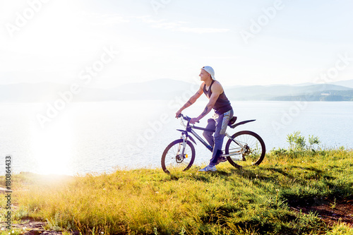 Man travelling on a bicycle