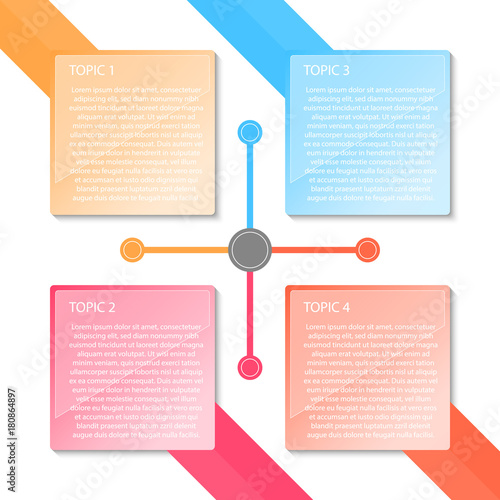 Colorful four labels transparency infographic.
