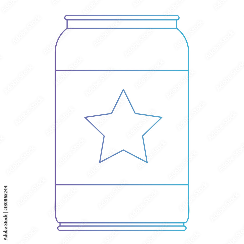 beer can with star emblem in degraded purple to blue color contour beer can with star emblem in degraded purple to blue color contour