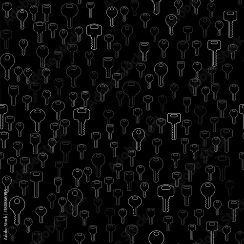 Line Silhouettes of Key Seamless Pattern