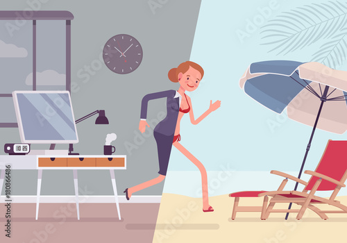 Woman leaps to vacation