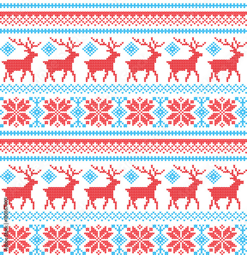 Winter festive Christmas knitted pattern woolen knitted