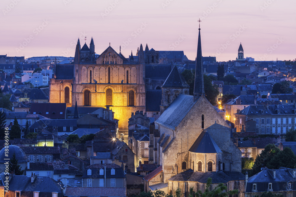 Panorama of Poitiers with Cathedral of Saint Peter