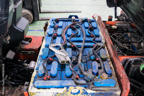 Old  battery of the forklift