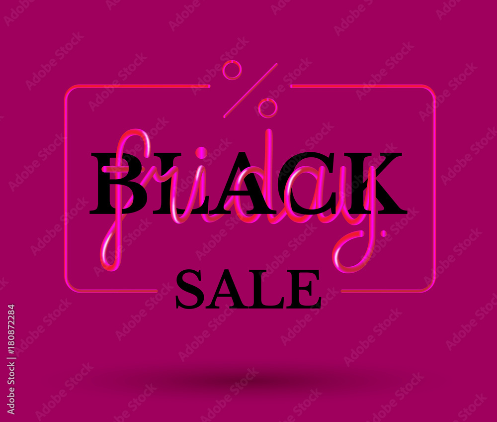 Hand drawing lettering Black Friday in black and pink colors on dark pink background. Hand drawing lettering Black Friday in black and pink colors on dark pink background.