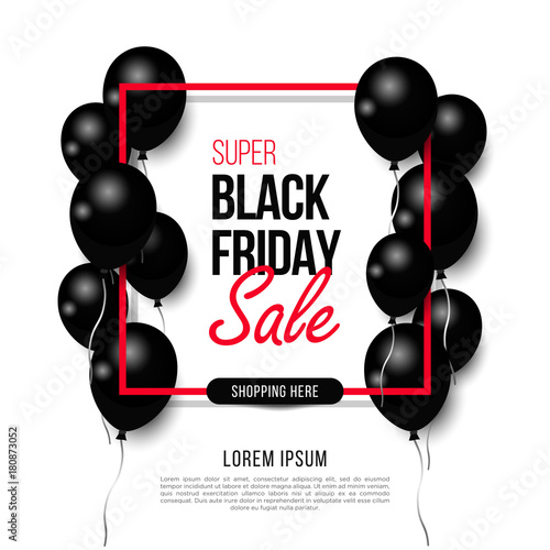 Black Friday, Big Sale, black air balloon, creative template on flat design