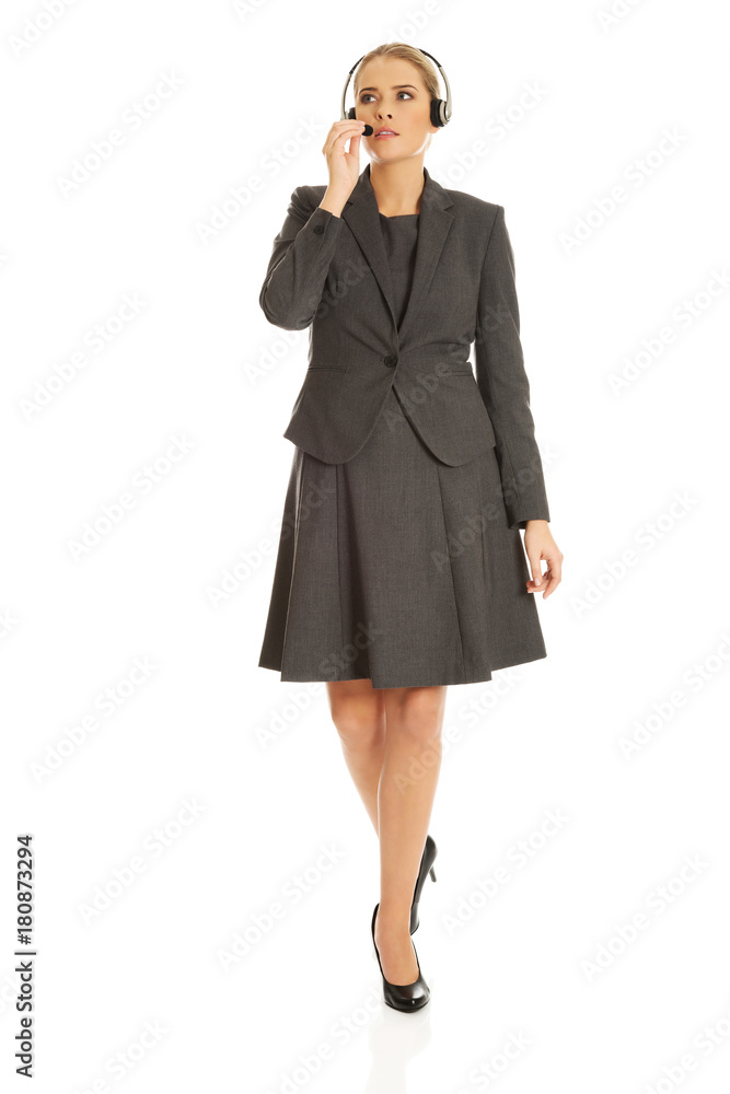 Call center woman talking to customer Call center woman talking to customer