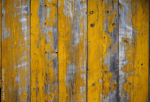 background of old yellow painted wooden planks © Sergej