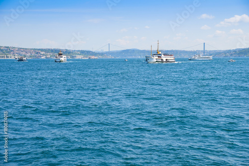 The ship carries passengers along the Bosporus Strait.  © badahos