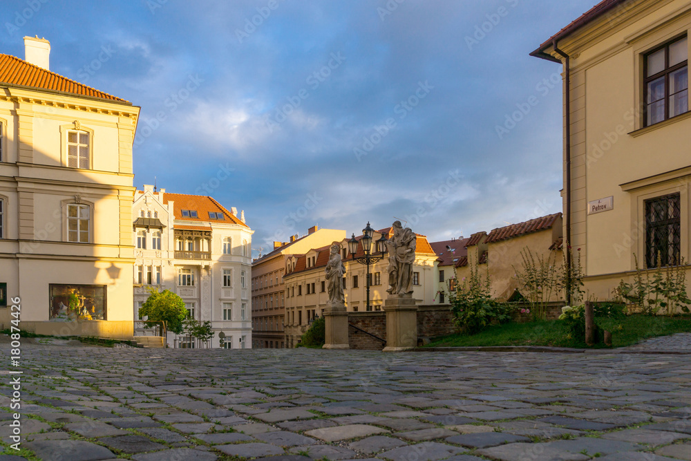 street view of downtown in Brno, Czech Republic