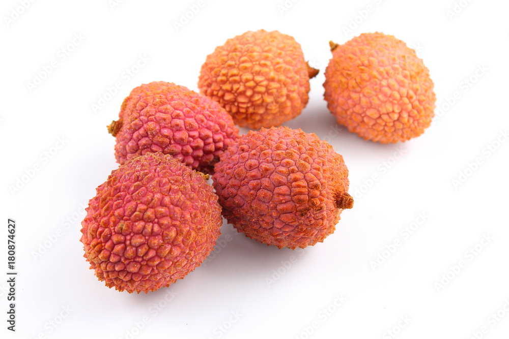 lychee fruits isolated on a white background lychee fruits isolated on a white background