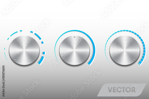 Realistic volume buttons and scale control., Vector, Illustration