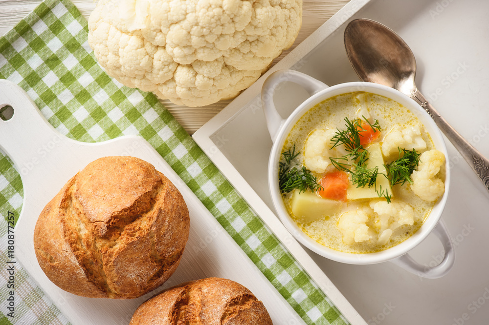 Healthy soup with cauliflower, carrot and potatoes. Healthy soup with cauliflower, carrot and potatoes.