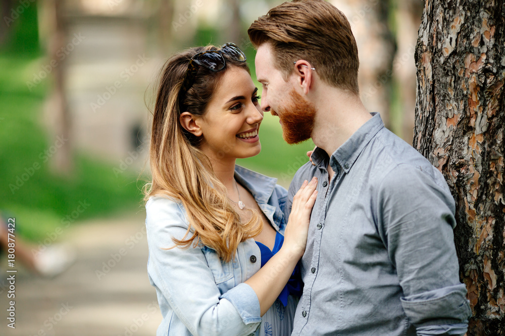 Couple sharing emotions outdoor