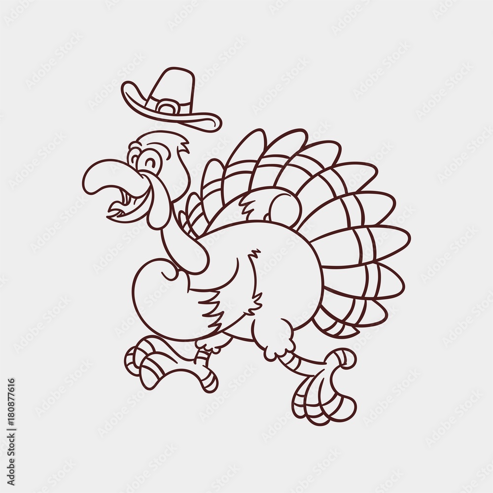 Turkey Cartoon Style for Thanksgiving or Drawing Book for Children Turkey Cartoon Style for Thanksgiving or Drawing Book for Children