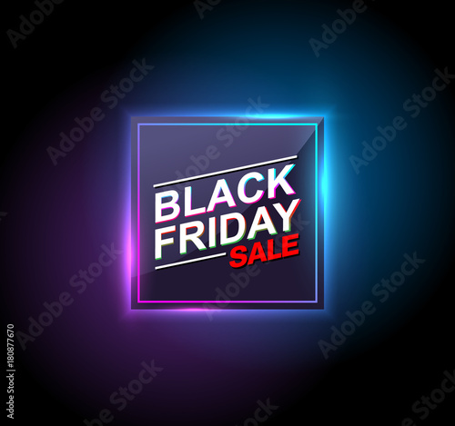 black friday sale neon vector banners. illustration.