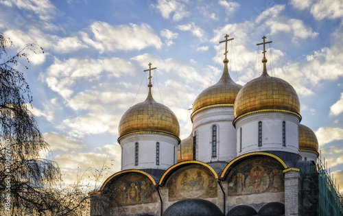 The Cathedral of the Dormition is the largest church in the Moscow Kremlin, Russia